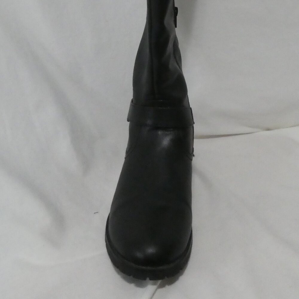 TAXI | size 10 | Classic Black Knee-High Boots | Zipper and Buckle | Lined - Picture 5 of 12